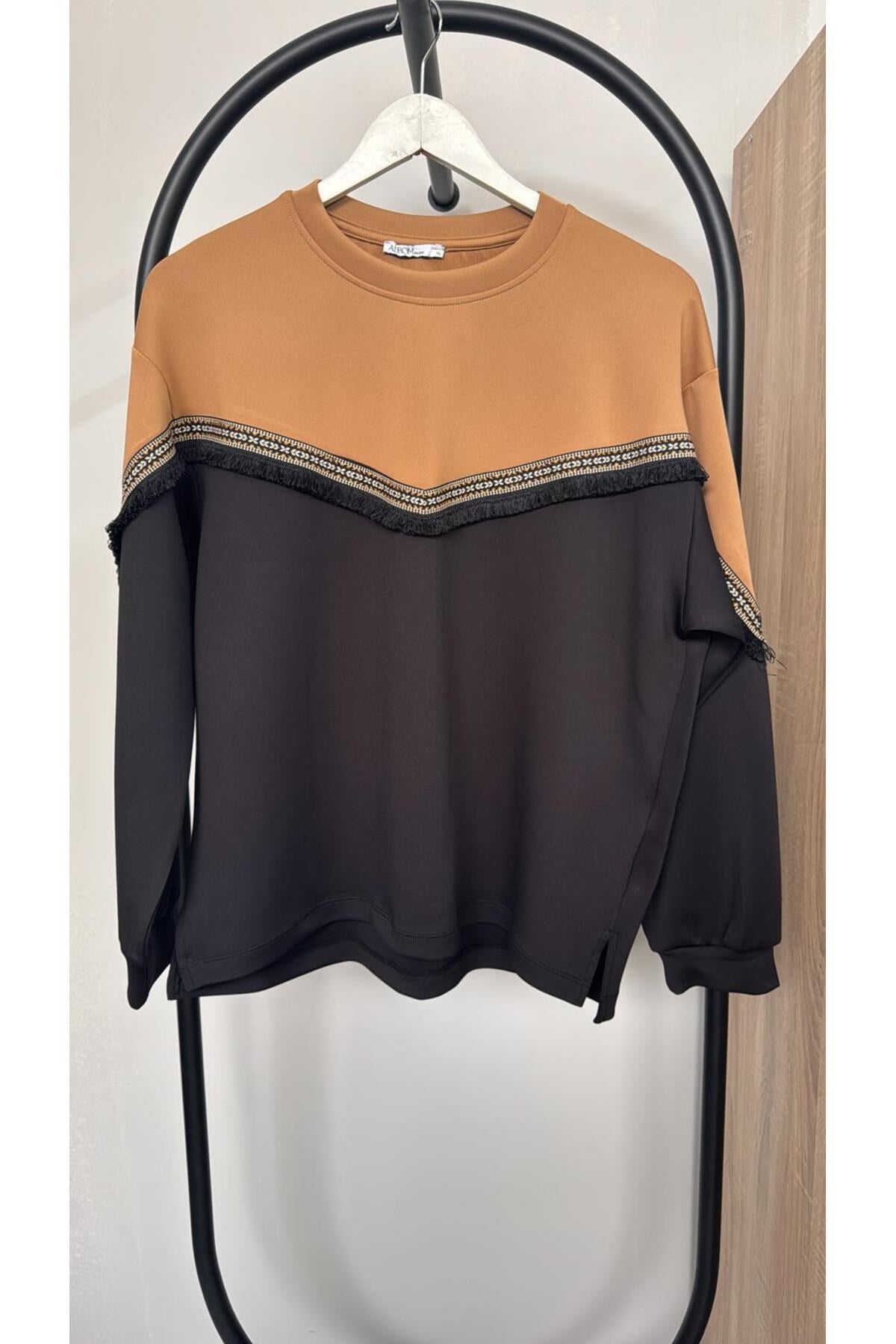 Kadın Büyük Beden Uzun Kollu Püskül Detaylı Modal Kumaş Eşofman Takımı 8249-26