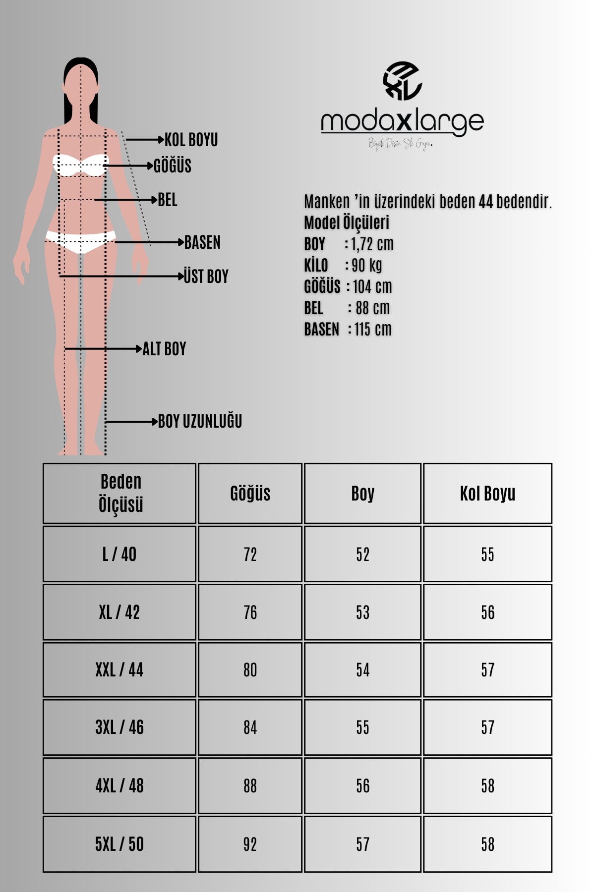 Kadın Büyük Beden Uzun Kollu Kayık Yaka Transparan Viskon Bluz 2037-26