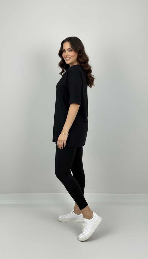 Kadın Büyük Beden Kısa Kollu Tayt Takım 8210-25