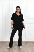 Kadın V Yaka Basic Büyük Beden T-Shirt 1297-22