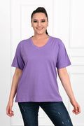 Kadın V Yaka Basic Büyük Beden T-Shirt 1297-22