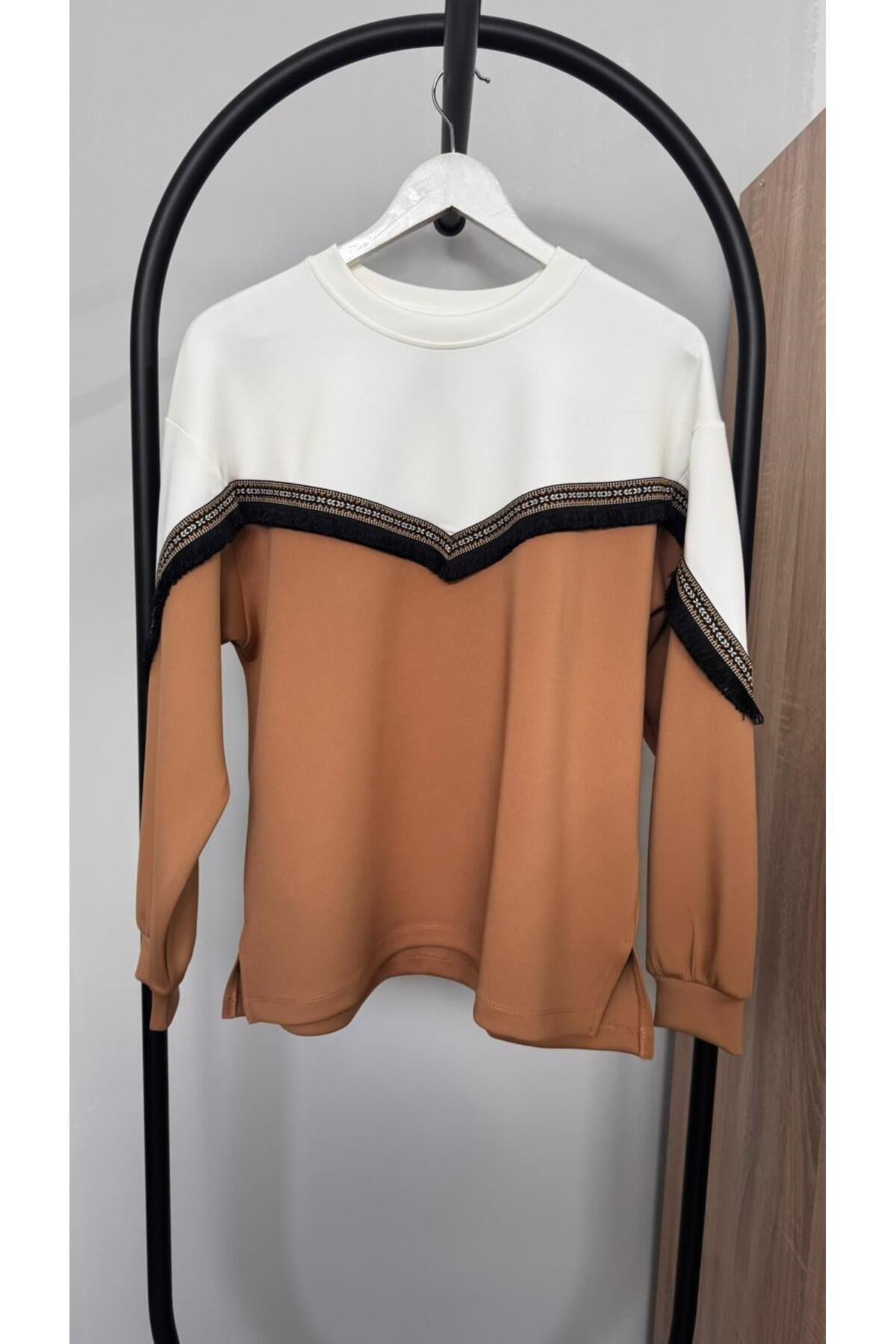 Kadın Büyük Beden Uzun Kollu Püskül Detaylı Modal Kumaş Eşofman Takımı 8249-26