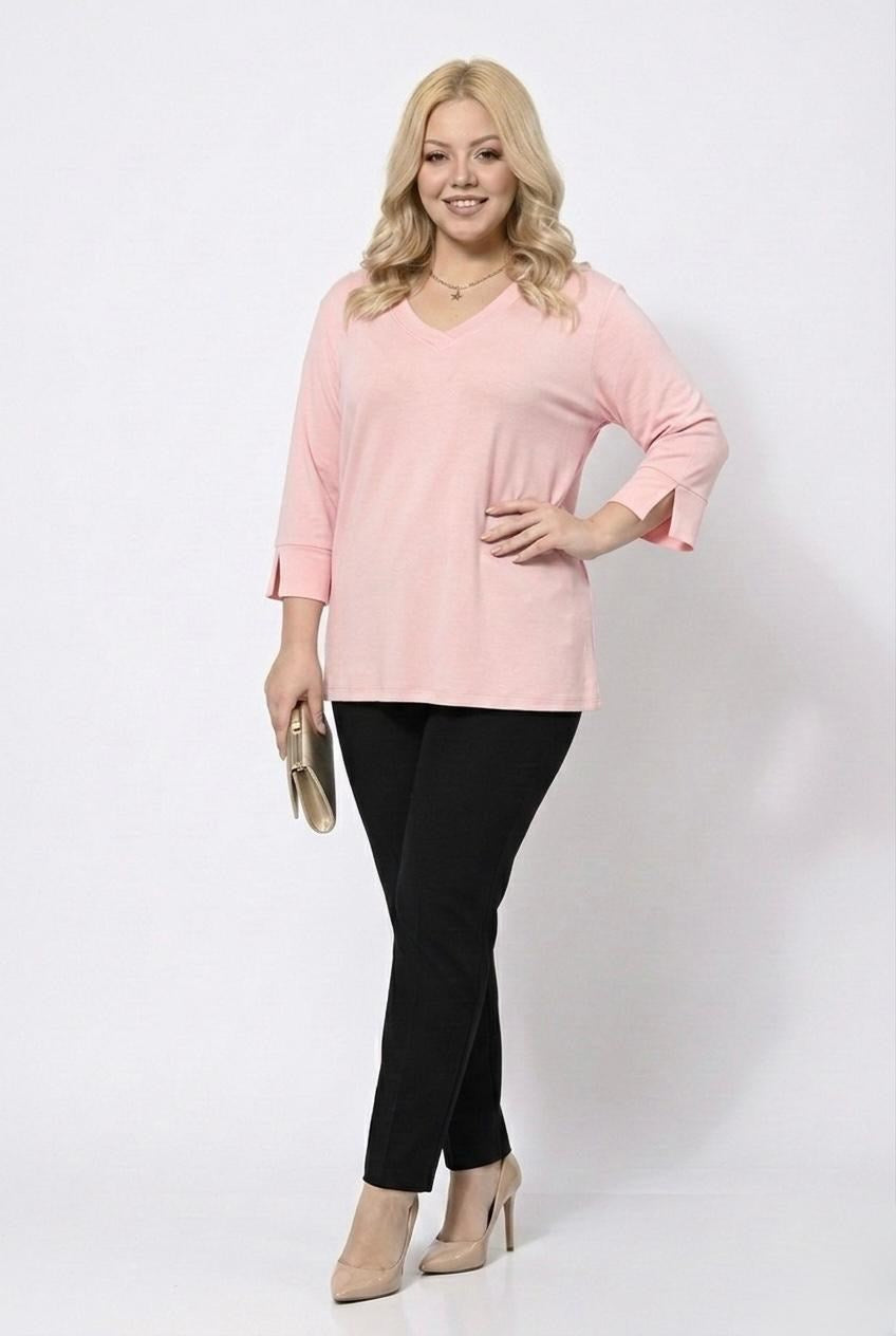 Kadın Büyük Beden Bantlı V yaka Bluz 1919-25