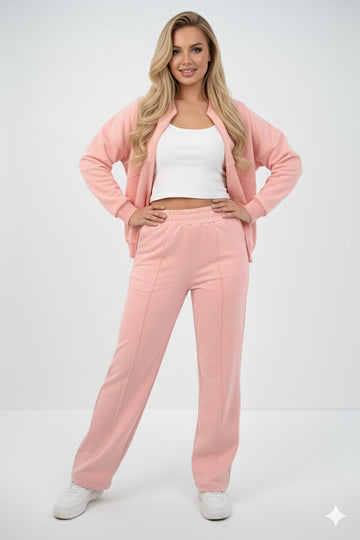 Kadın Bol Paça Fermuarlı Eşofman Takımı 4144-25