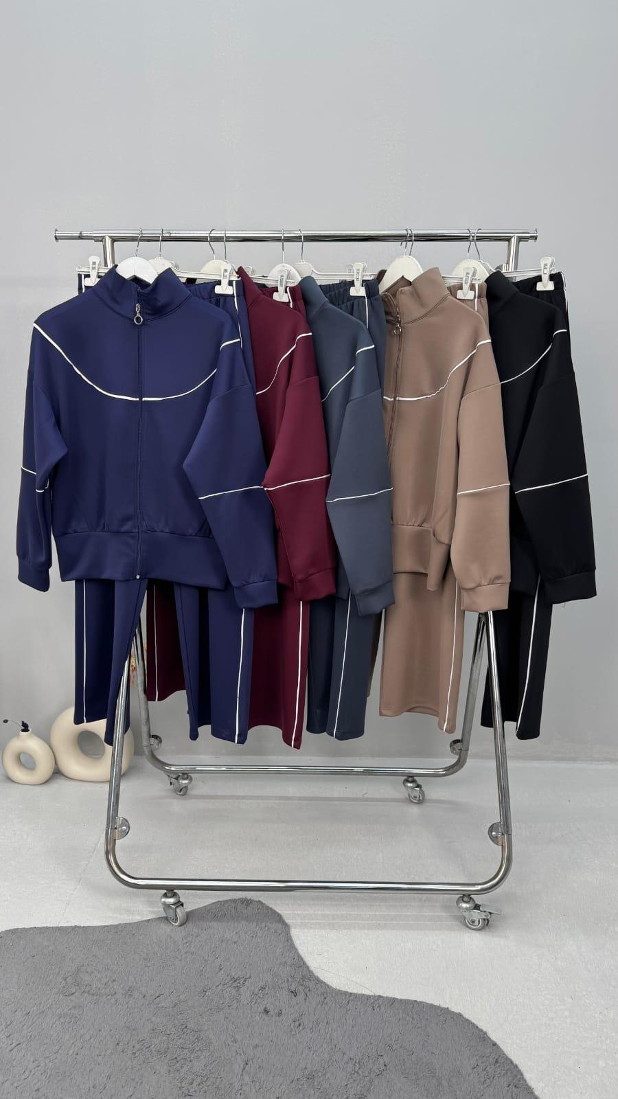 Kadın Büyük Beden Fermuarlı Ara Biyeli Eşofman Takımı 8215-26