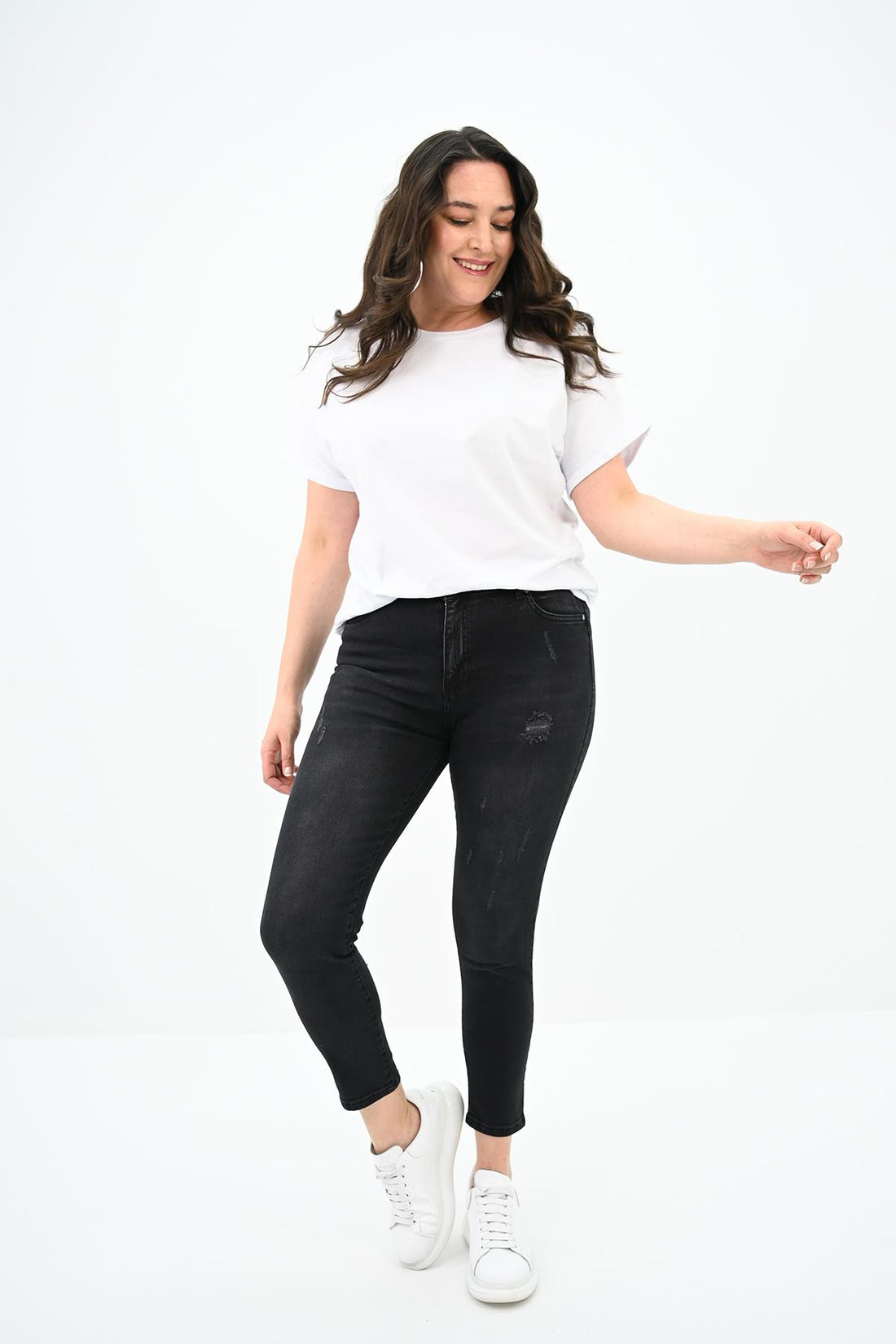 Kadın Büyük Beden Füme Jean Pantolon 6188-23