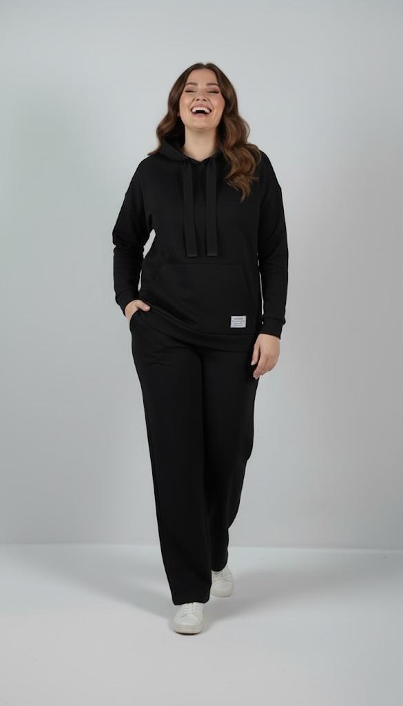 Kadın Büyük Beden Uzun Kollu Kapüşonlu Eşofman Takımı 8228-26