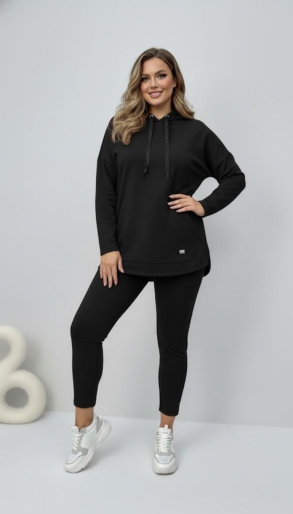 Kadın Büyük Beden Uzun Kollu Kapüşonlu Kanguru Cepli Sweatshirt 2016