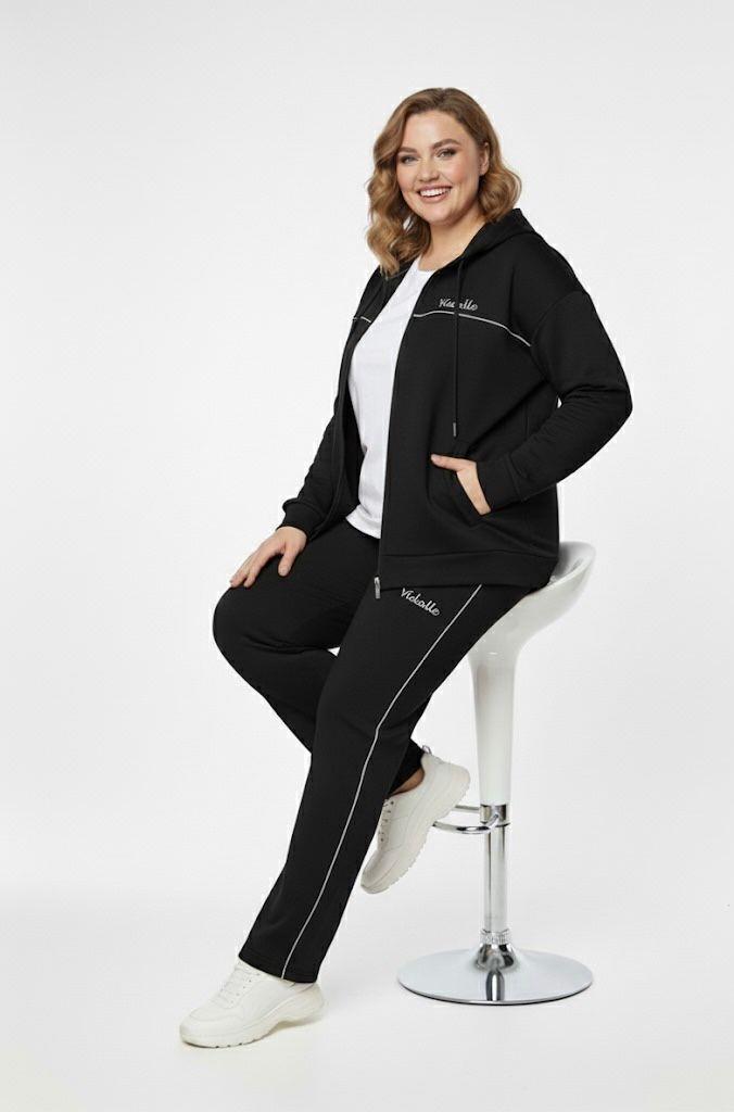 Kadın Büyük Beden Uzun Kollu Modal Kumaş Kapüşonlu Eşofman Takımı 8220-26 (4338K)